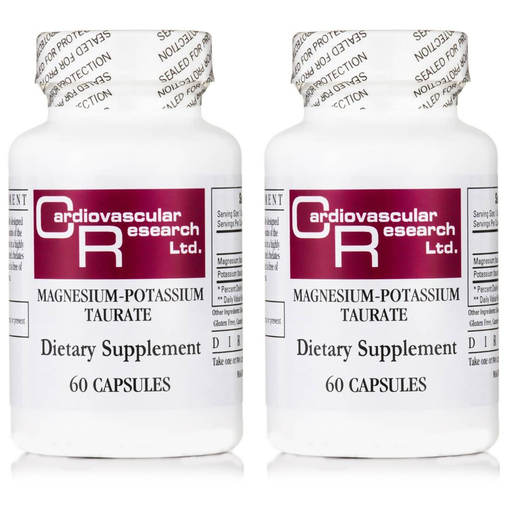 Ricerca cardiovascolare Magnesio-Potassium Taurate - Brevetti In attesa - 60 Caps X 2 Bottiglie