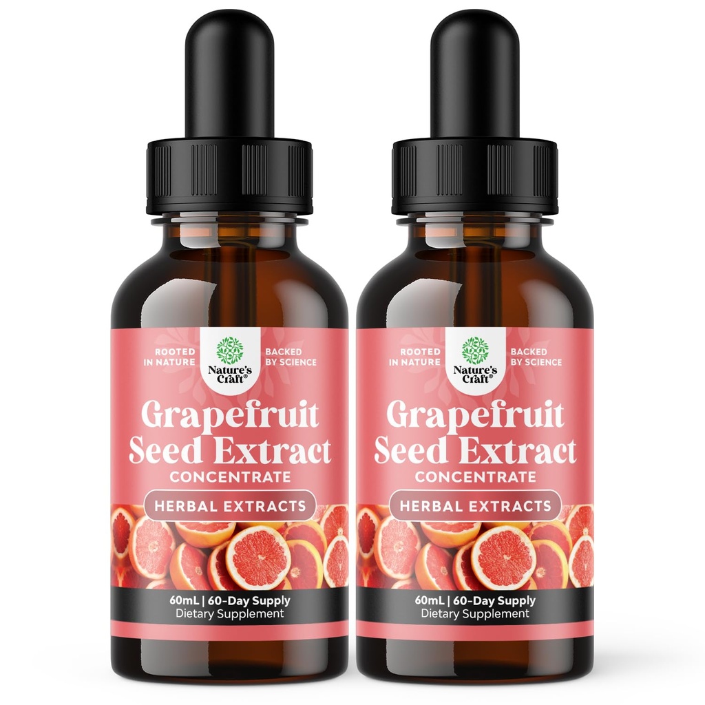 GSE Grapefruit Seed Extract Liquid - One Drop Daily - Super Concentrated Grape Seed Extract Liquid Drops Rich in Bioflavonoids & Polyphenols for Gut Health & Immune Support - 2 Pack Bundle - 120 giorni