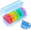 Sukuos Large Weekly Pill Organizer 2 volte al giorno, Daily Pill Box 7 giorni Facile da aprire con doppia protezione, AM PM Pill Case for Medicine/Vitamin/Fish Oil/Supplements (Blue)