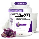 JYM Supplement Science Iso JYM Grape, 90 Calorie, 100% Whey Protein Isolate, Zero Fat, Zero Sugars, Mixes Clear, per le donne e gli uomini, 20 Serve