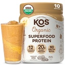 KOS Vegan Protein Powder, Chocolate Peanut Butter - Low Carb Pea Protein Blend, USDA Organic Superfood with Vitamins & Minerals - Keto, Soy, Dairy Free - Meal Sostituzione per le donne e gli uomini - 10 Serve