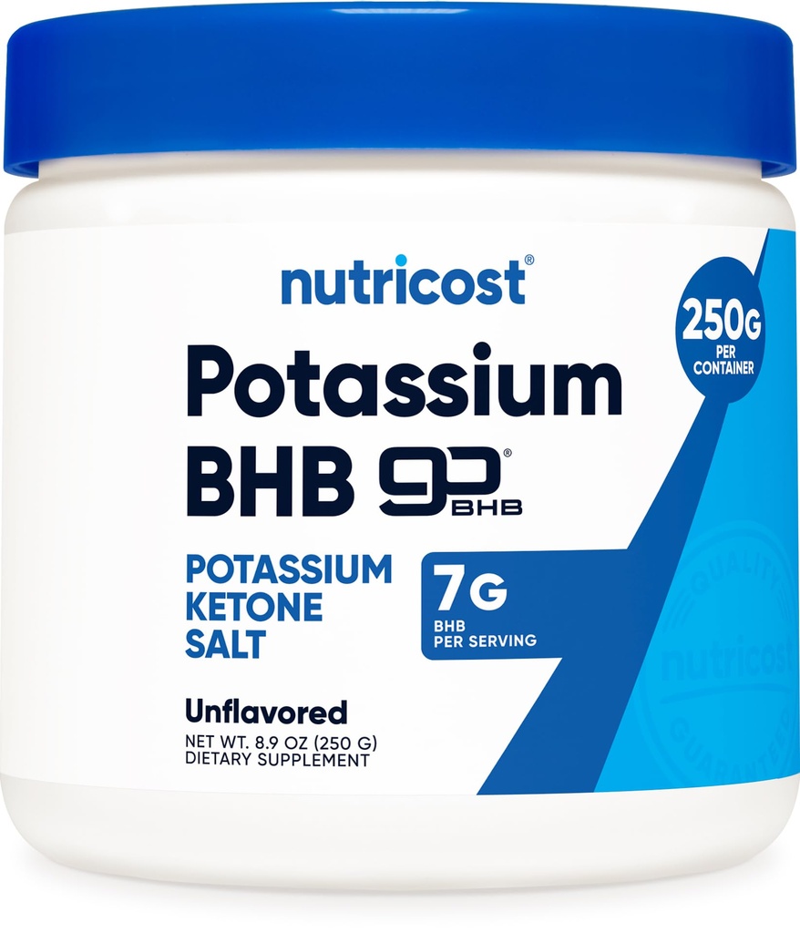 Sale di potassio di Nutricost BHB, supplemento di chetone esogeno, 6.4g Beta-Hydroxybutyrate per porzione, 250 grammi