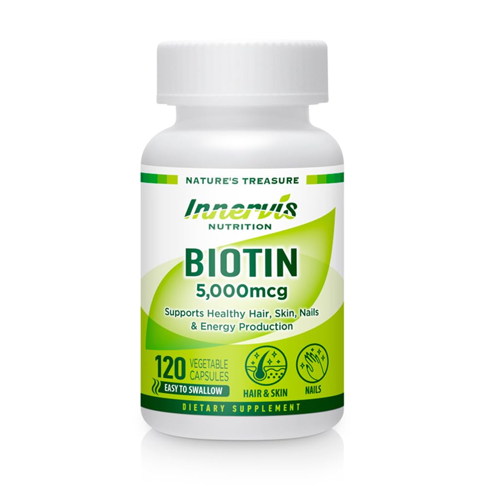 Biotina ad alta potenza 5000mcg – Supporta la salute dei capelli, della pelle e delle unghie, 120 capsule vegetali