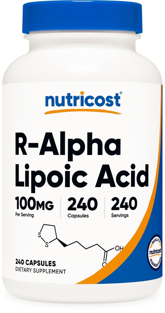 Nutricost R-Alpha Lipoic Acid 100mg, 240 Capsule - Capselli di verdure, Vegan, Non OGM, Gluten Free