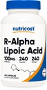 Nutricost R-Alpha Lipoic Acid 100mg, 240 Capsule - Capselli di verdure, Vegan, Non OGM, Gluten Free