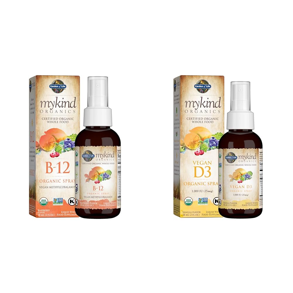 Giardino della vita Organici B12 Vitamina - Cibo intero B-12 per Metabolismo ed Energia & Vitamina D3 Liquid 1000 IU Per Spray