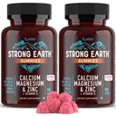 YUM-V'S Calcium, Magnesio, Zinc & Vitamina D Gummies, Cal Mag Chewable Supplement, Vegetariano Kosher Halal Natural Raspberry Gummies for Adults Women & Men - 90 Conte (Pack of 2)