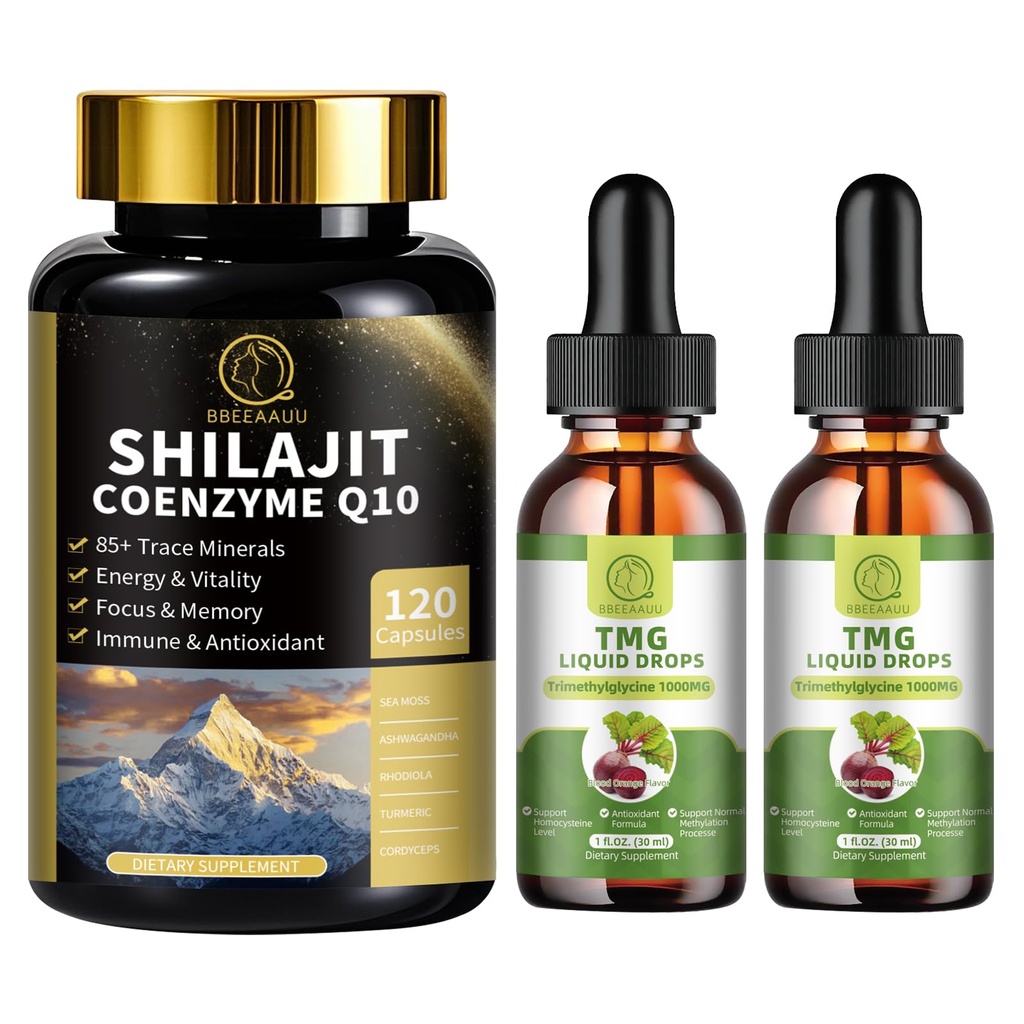 TMG (trimetilglicina) Supplemento gocce liquide & capsule Shilajit con moss di mare