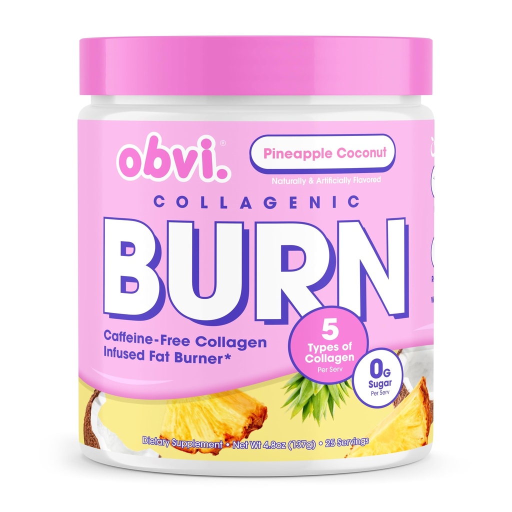 Obvi Collagenic Burn Powder | Multi-Collagen Peptide Blend con GBB, Ashwagandha & Green Coffee | Cocco di ananas, 25 Serve