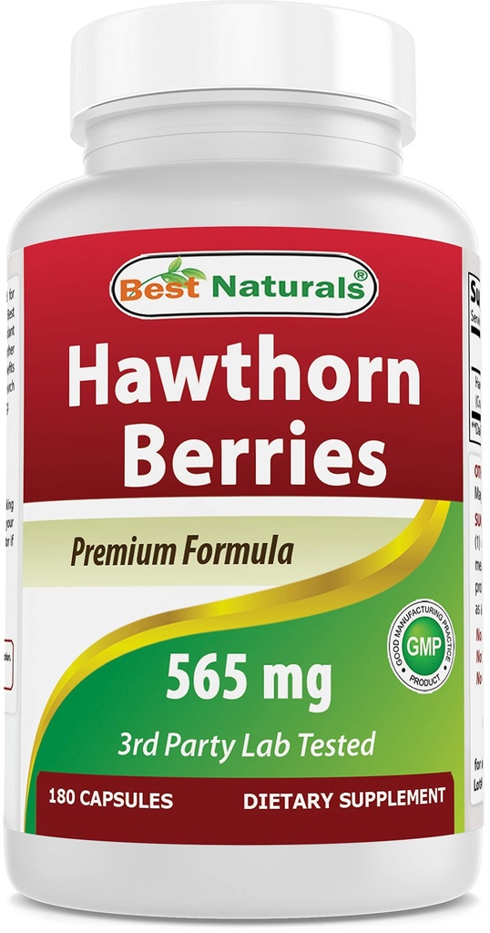 Best Naturals Hawthorn Berry 565 mg 180 capsule (180 conteggio (pacchetto di 1))