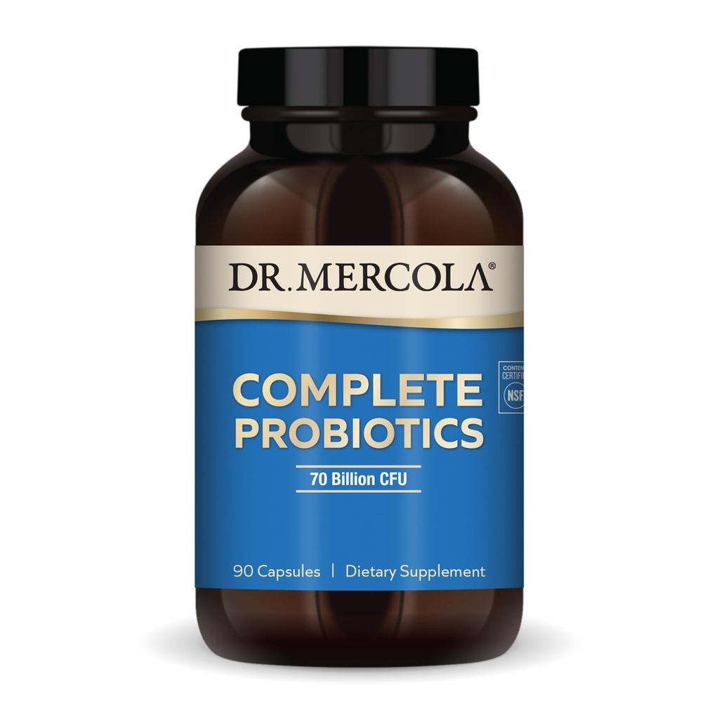 Dr. Mercola Probiotici completi - 70 miliardi di CFU - Supporta Immune, Digestivo & Gut Salute - Caratteristiche 10 Strains - Shelf Stable - GMO-Free, Gluten-Free & Soy-Free - 90 capsule (90 Servings)