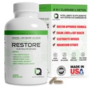 Ripristino 2 In 1 Pulitura del colon & Detox w/ Psyllium - Supporta Digestione, Debloating & costipazione Rilievo per le donne & uomini, Gut Detox Cleanse w/ Magnesium | Pulitore di colon elettrolito & Detox