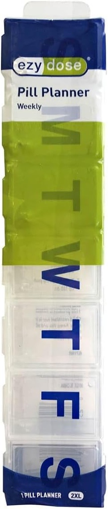 EZY DOSE Settimanale (7-giorni) Organizzatore di pillole, Cassa di vitamina e scatola di medicina, coperchi trasparenti, 2X-Large