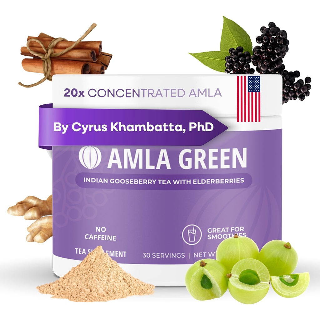 Amla Powder & Immunity Blend Superfood Supplement con Elderberry, 20x Ultra Concentrated Amla, Supporto Immune, Realizzato con Ginger, Cannella, Menta piperita, Ovoci indiani, Immunità, 30 Serve