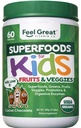 Sensi Grande Polvere Super Greens Organic USDA per Bambini - Cocao Chocolate | Fruit & Veggie Supplemento | Polvere Superfood con Probiotici e enzimi digestivi per la salute digestiva | 60 giorni di alimentazione