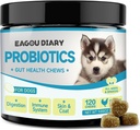 Probiotici diario di Eagou per cani - Probiotici per la salute digestiva, Integratori di salute del fegato con prebiotici, Latte di capra, Omega 3, Vitamine, Chews for Canine Diarrhea, Stomach, Rilievo di gas - 120 Ct