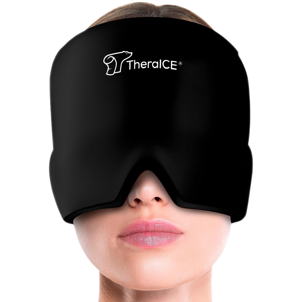 TheraICE Migraine Relief Cap, Soothing Headache Hat Ice Pack Mask, Face Cold Compress Cooling Gel Head Wrap Prodotti per Tensione, Stress & Hangover