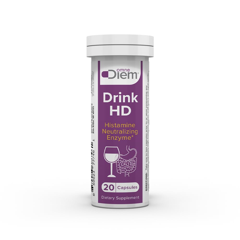 OmneDiem Drink HD Integratore alimentare: Natural Histamine Neutralizing & Digesting Enzyme – Diamine Oxidase DAO, 20 capsule
