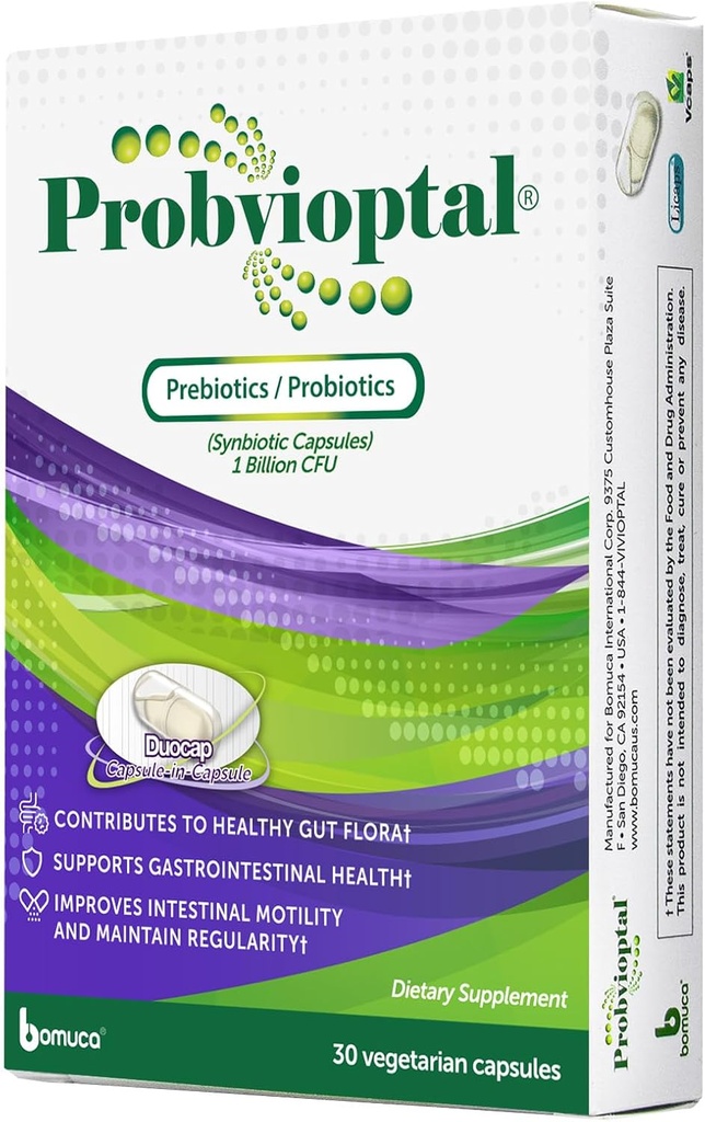 Probvioptal, 30 capsule, Probiotics & Prebiotics, Duocap, 1 miliardo di CFU, Gluten Free