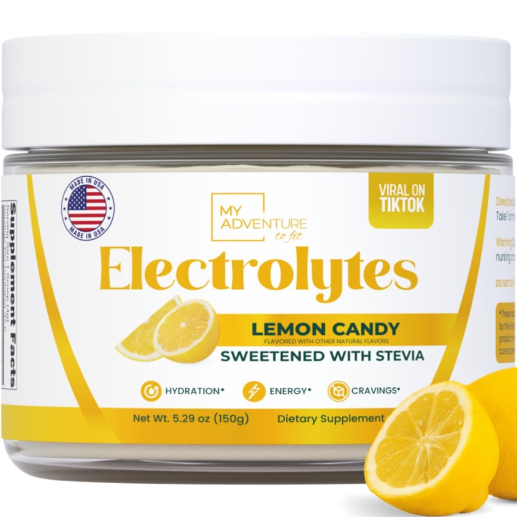 Zucchero Zero - Polvere di elettroliti di caramelle di limone - Idratazione rinfrescante - Caffeina Free Energy con tutti gli ingredienti naturali - Vegan, Keto & Paleo - Miscela di bevanda di elettroliti senza zucchero - 37 Serve