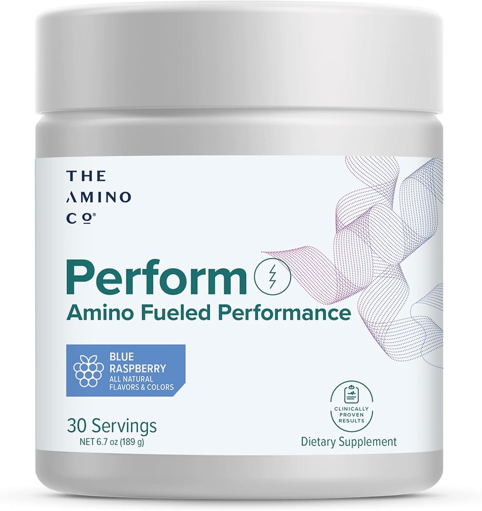 L'Amino CO. - Eseguire il supplemento di polvere pre allenamento con aminoacidi EAA puri e sapore naturale, Stevia ha addolcito l'energia di preallenamento per gli uomini e le donne - Blue Raspberry (6.7 oz)