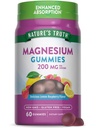 Magnesio di Verità della Natura Gummies per Adulti | 200mg | 60 Count | Vegan, Non OGM & Gluten Supplemento gratuito | Citrato di magnesio di assorbimento potenziato