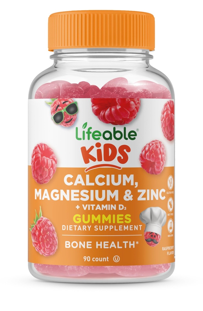 Gammie di zinco di magnesio del calcio dei bambini vitali | Calcio con vitamina D3 | Grandi integratori di calcio di degustazione per i bambini | Gummie di calcio per la salute del chino | 90 Gummies