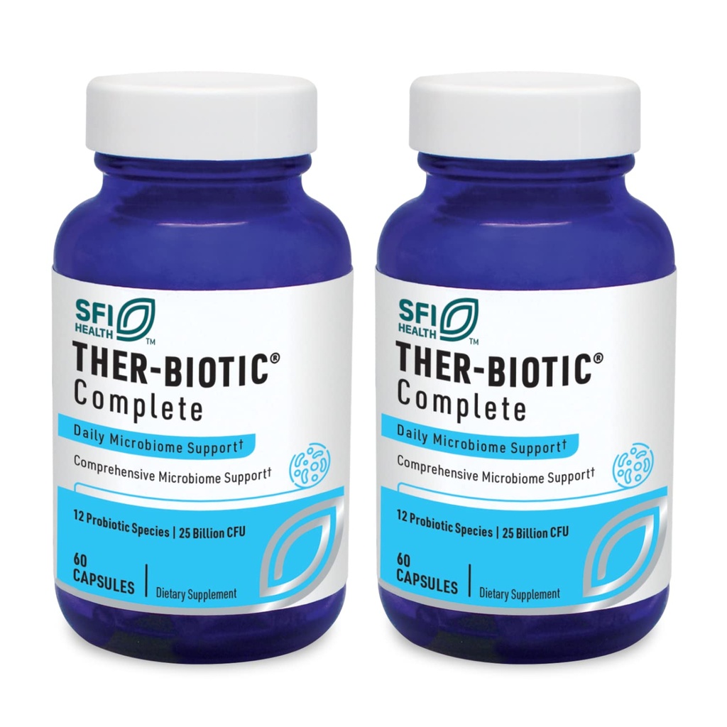 Klaire Labs SFI Health Ther-Biotic Complete - Probiotici anallergici per le donne e gli uomini - Acid-Stable Probiotic Supplement - 12 Specie per la salute immune e digestiva - 25 miliardi di CFU (2 Pack)