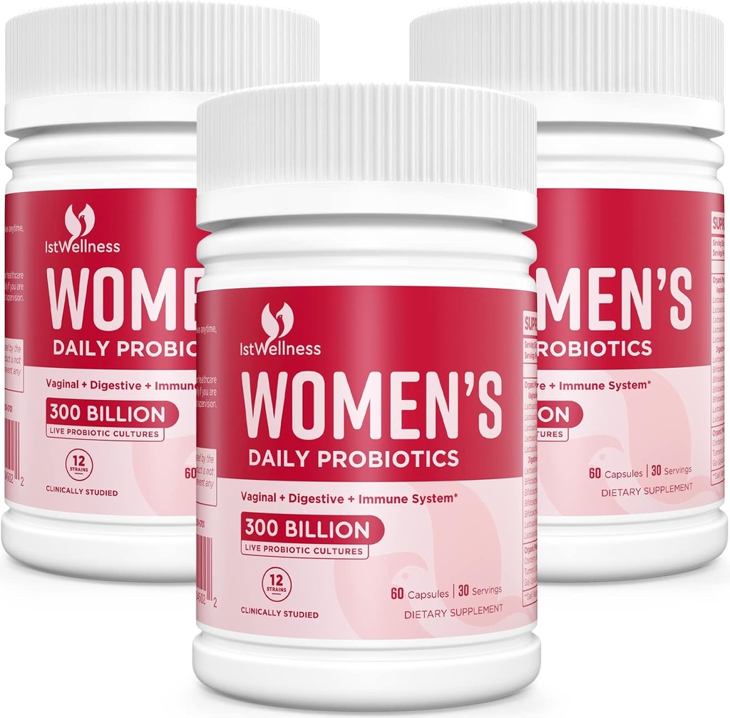 Probiotici per le donne - 300 miliardi di CFU Probiotici, 12 strategie probiotici con mirtillo, donne selezionate Probiotici per Vaginale, urinario, pH Balance, Diarrea, Gut Digestivo & Salute Immune - 180 Capsule