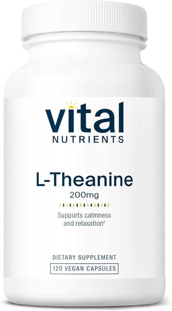 Vital Nutrients L-teanina 200mg | Vegan Supplemento | L Theanine Supporta normali livelli di stress e funzione cognitiva* | Glutine, latticini e soia Free | 120 capsule