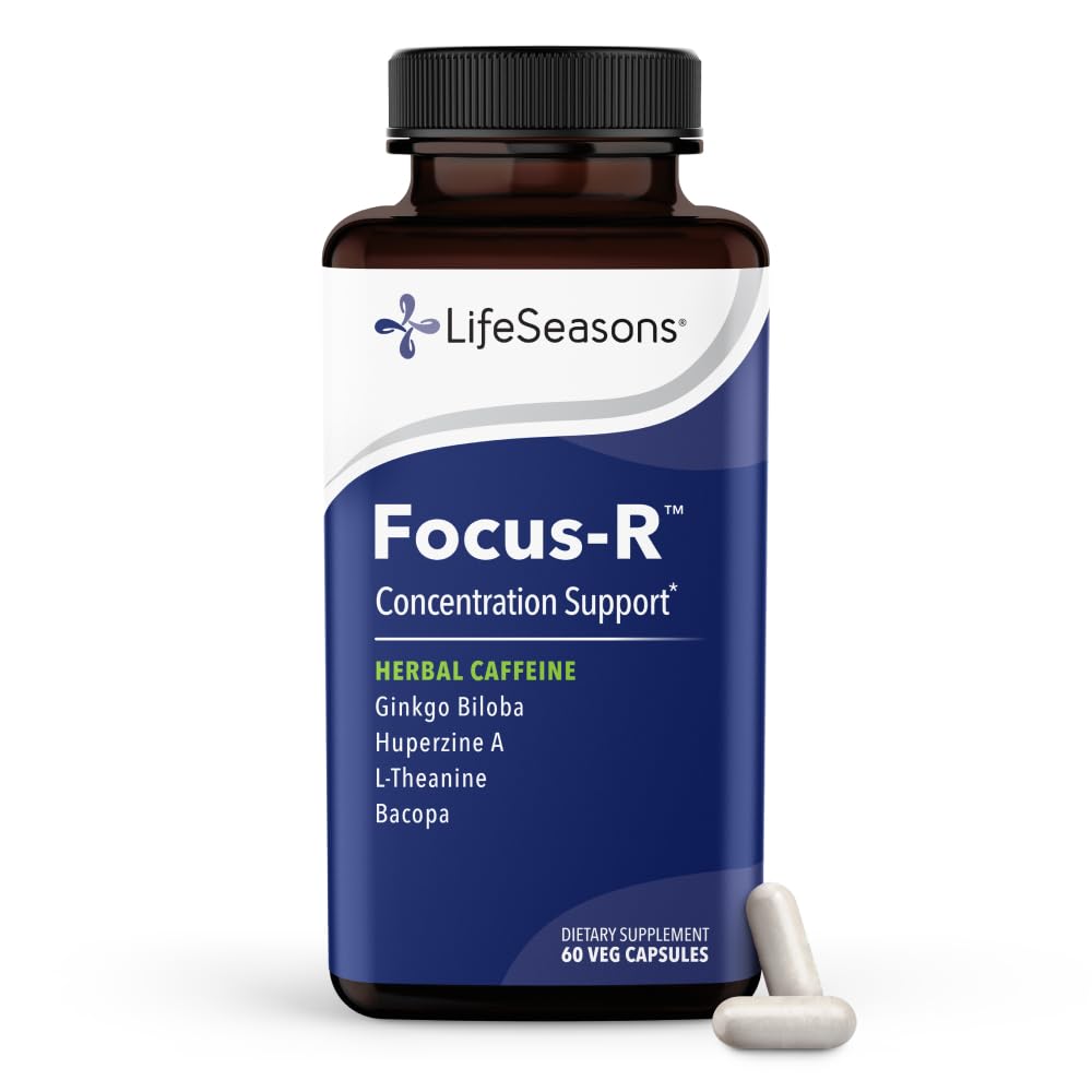 LifeSeasons - Focus-R - Concentration Support Supplement - Tutte le età - Migliora le prestazioni mentali & Focus - Aumenta l'attenzione Span - L-teanina, Kava Kava, Bacopa, Vitamina B & More - (60 capsule)