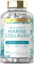 Collage marino per capelli e unghie | 250 Caplets | Peptidi per donne e uomini | Tipo I con calcio | Non OGM & Gluten Free