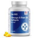 Pet MD – Omega 3 Fish Oil Supplemento per cani – Supporto per pelle e cappotto per cani – 180 Softgels