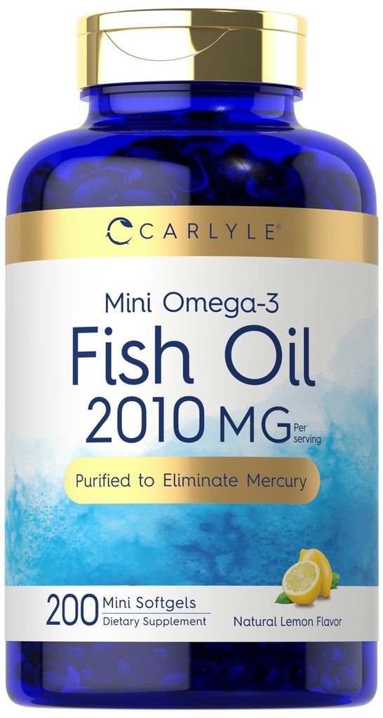 Carlyle Mini Fish Oil Softgels | 2010 mg | 200 Omega-3 pillole | con EPA & DHA | Non-GMO & Gluten