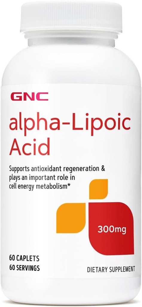 GNC acido alfa-lipoico 300mg, gioca un ruolo importante nel metabolismo dell'energia cellulare, 60 conte