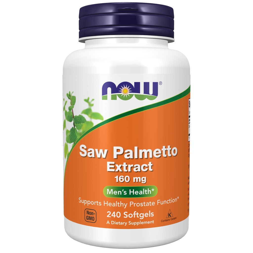 NOW Integratori alimentari, Estratto di palmetto di sega (Serenoa repens) 160 mg, Salute degli uomini*, 240 Softgels