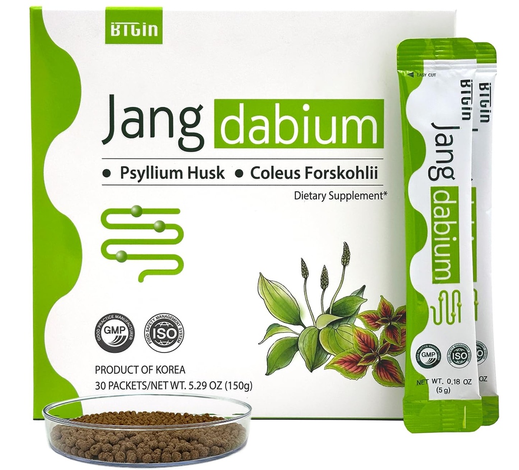Psyllium Husk Fiber,Coleus Forskohlii, Integratore di collagene per la salute digestiva, Pulizia del colon di gestione del peso, Jangdabium 30 Packets