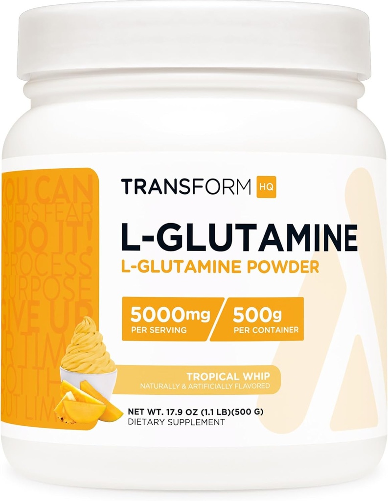 TransformHQ L-Glutamina Polvere 500g (Tropical Whip) - Gluten Free, Non OGM