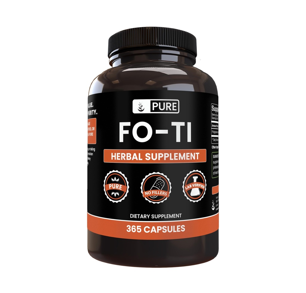 Ingredienti originali puri Fo-Ti (365 capsule) No Magnesio o Filler di riso