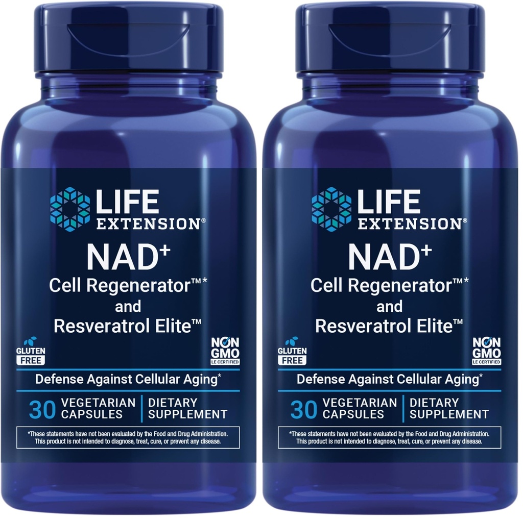 Estensione della vita NAD+ Rigeneratore cellulare e Resveratrolo Elite, NIAGEN nicotinamide riboside, Trans-resveratrolo, quercetina, Fisetin, per la longevità, energia e stress ossidativo, 30 capsula vegetariana