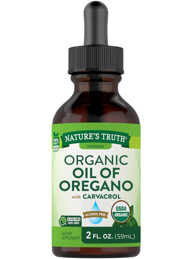 Olio Biologico di Verità Naturale di Origano Gocce Liquide | 2 fl oz | Integratore di origano Mediterraneo e Selvatico | Non OGM & Gluten Free