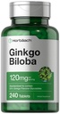 Horbäach Ginkgo Biloba Supplemento | 120mg | 240 compresse | Estratto di erbe standardizzato | Glycoside Flavone | Vegetariano, Non OGM e Gluten Free