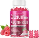 Calcio Magnesio Zinc Gummies & Vitamina D3,B6,B12,Immune & Supporting Bone Salute Calcium Supplemento di magnesio per gli uomini delle donne, senza zucchero Vegan Raspberry Flavor 90 conteggi