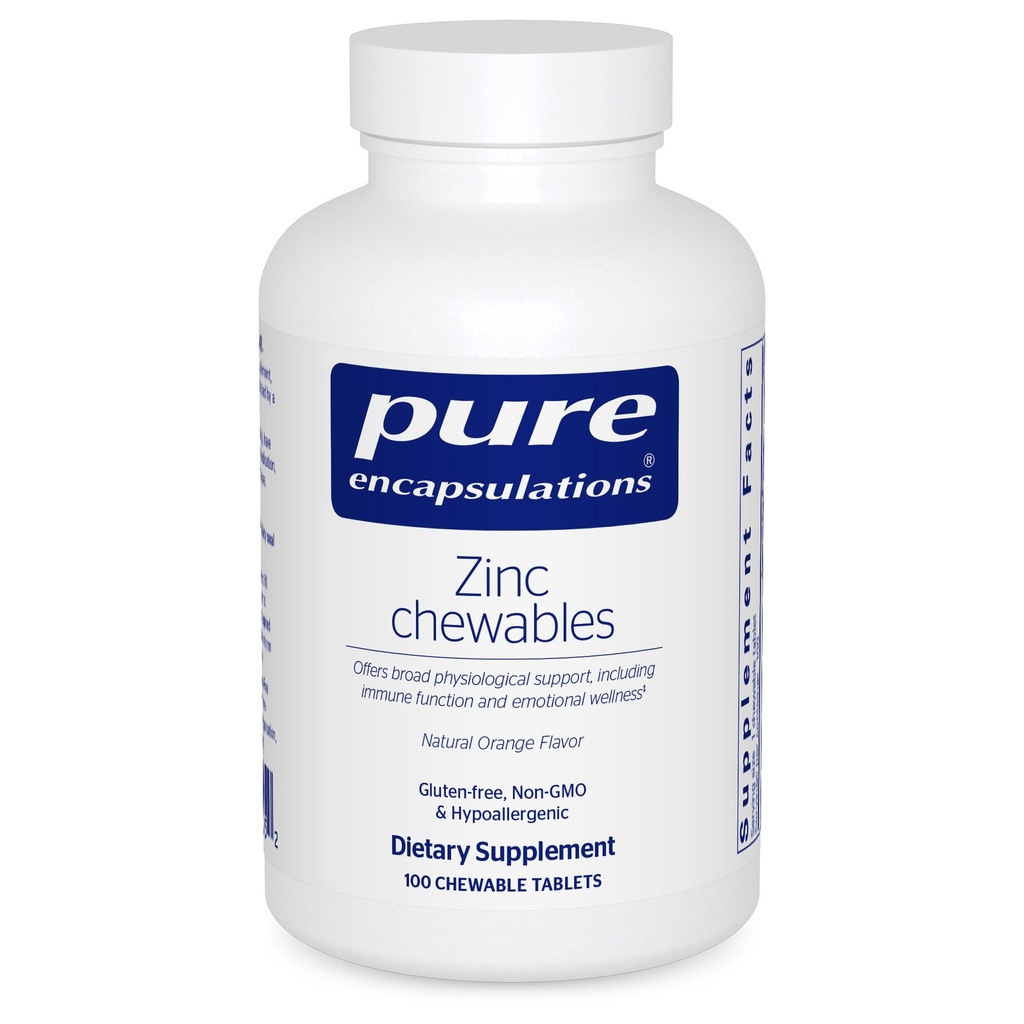 Pure Encapsulations Zinc Chewables | Supplemento per il supporto del sistema immunitario, la crescita e lo sviluppo, e Guarigione | 100 Chewable Tablets | Natural Orange Flavor