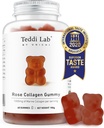 Unichi Rose Collagen Gummy, 1000mg Alto-Volume Marine Collagen Integratori per le donne con Peptidi di collagene, Petali di rosa, Ciliegia di Acerola, Rosehip, 60 Conte