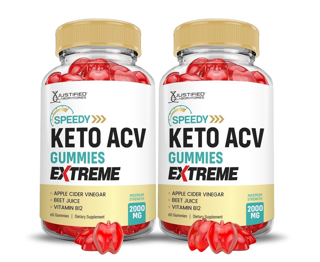 (2 Pack) Speedy Keto ACV Gummies Extreme 2000MG Speedy Keto Gummies Aceto di sidro avanzato di Formula Apple con polvere di succo di barbabietola di melograno B12 Vegan Non GMO 60