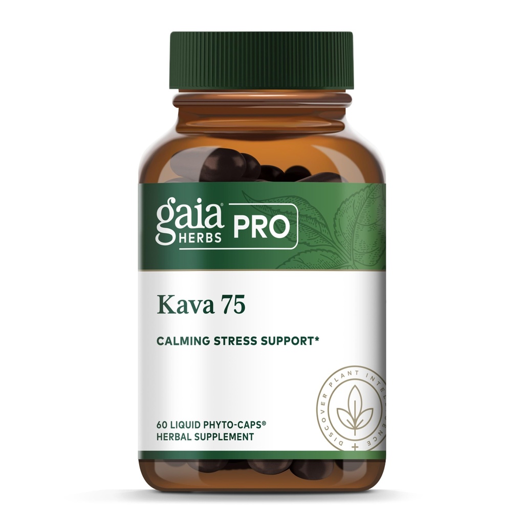 Gaia Herbs PRO Kava 75 - Supplemento supporto per lo stress - Aiuta un senso di calma e relax - 60 Liquid Phyto-Caps