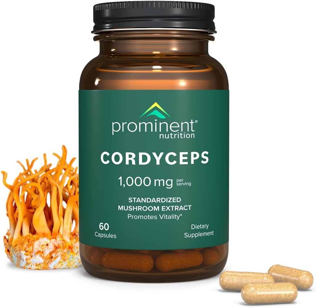 Prominente Nutrition Cordyceps Supplement - promuove la vitalità - 1000 mg, 60 conte