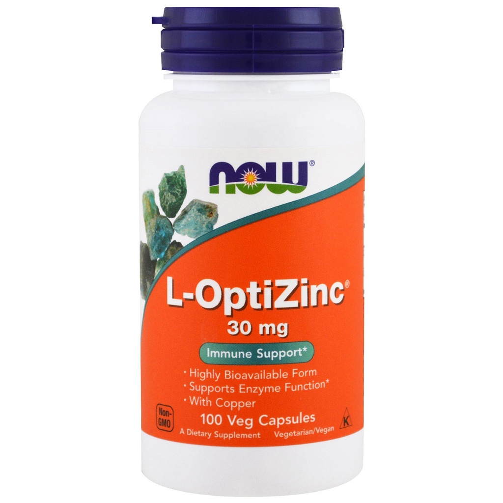NOW Opti L-zinc, 30 mg, 100 capsule (pacchetto di 3)