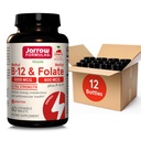 Jarrow Formulas Ultra Strength Methyl B-12 5000 mcg & Methyl Folate 800 mcg + P-5-P, supplemento per il metabolismo dell'energia cellulare e il supporto cardiovascolare, 60 compresse masticabili, alimentazione di 60 giorni, 12 pacchetti